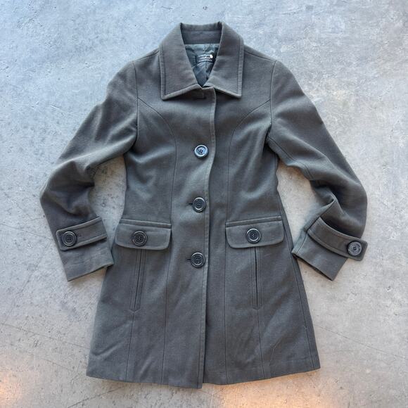 Vintage Jackets & Blazers - Vintage Y2K Adriana Olive Dark Green Button Up Peacoat Women's Small